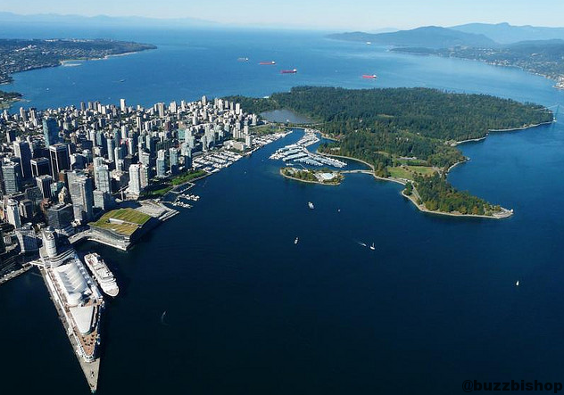 Downtown Vancouver from helijet